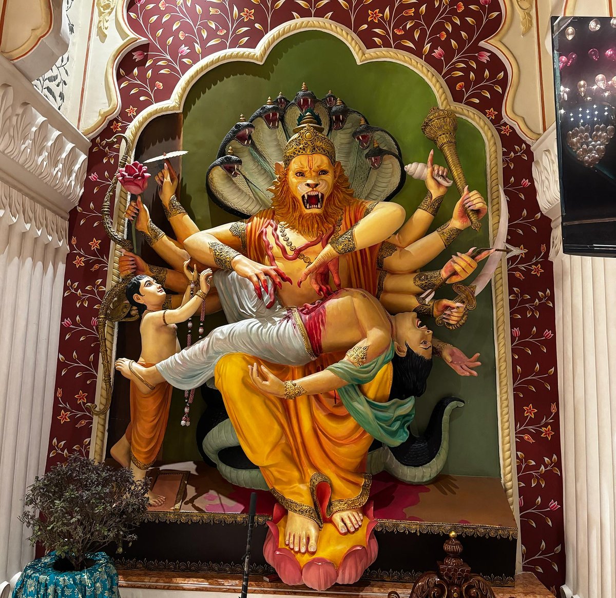 ISKCON Rohini Narsingh dev on Wall | ISKCON Rohini (Sri Sri Radha Madhav Mandir)